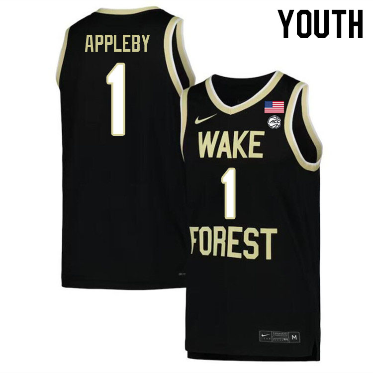 Youth #1 Tyree Appleby Wake Forest Demon Deacons 2022-23 College Stitchec Basketball Jerseys Sale-Bl